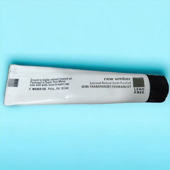 VTG Unused Weber Permalba Oil Paint Silver Asphaltum Raw Umber Black Terra Verte - Picture 8 of 14